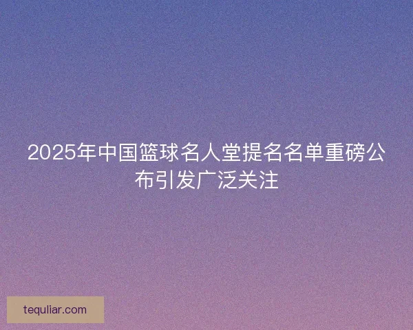 2025年中国篮球名人堂提名名单重磅公布引发广泛关注 2025年中国篮球名人堂提名名单重磅公布引发广泛关注