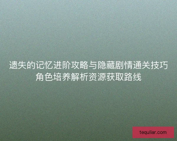 遗失的记忆进阶攻略与隐藏剧情通关技巧角色培养解析资源获取路线