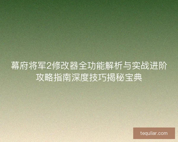 幕府将军2修改器全功能解析与实战进阶攻略指南深度技巧揭秘宝典