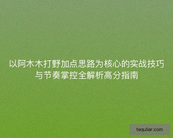 以阿木木打野加点思路为核心的实战技巧与节奏掌控全解析高分指南