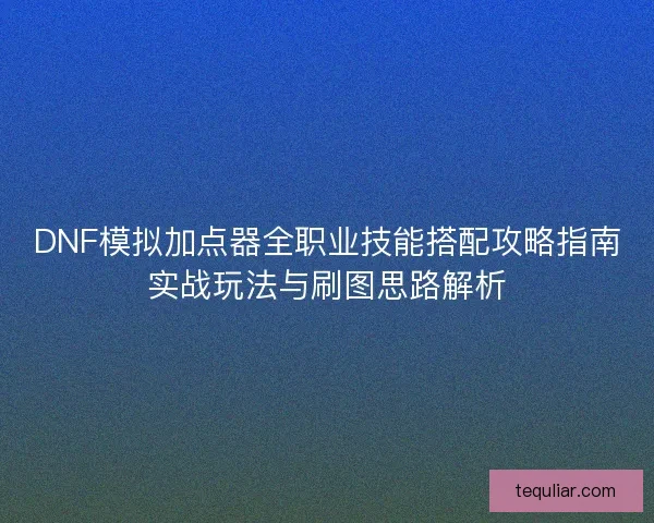 DNF模拟加点器全职业技能搭配攻略指南实战玩法与刷图思路解析